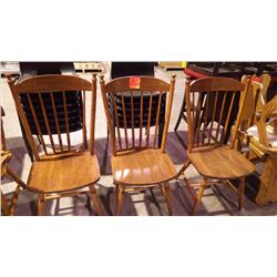 3 WOOD CHAIRS AND PILLOWS