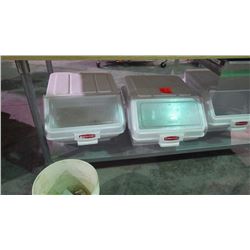 3 LARGE RUBBERMAID STORAGE BINS