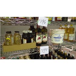 ROW OF GRAPESEED OIL, WHITE COOKING WINE ETC