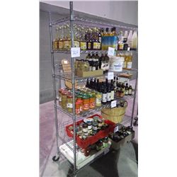 6 SHELF STAINLESS STEEL SHELVING UNIT ON WHEELS