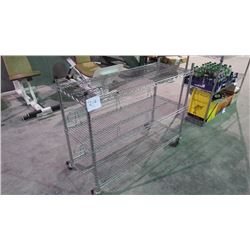 3 SHELF STAINLESS STEEL SHELVING UNIT ON WHEELS