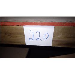 PLASTIC SHELVING UNITS WITH ITEMS ON THEM, TWO 5 BAY METAL LOCKERS, DESK, WORK BENCH, ALL ITEMS ON W