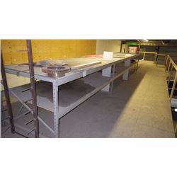 APPROX 24' LONG BY 4' WORK BENCH WITH SHELF
