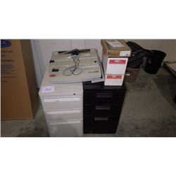 PAIR OF 3 DOOR FILE CABINETS AND COIL BIND MACHINE
