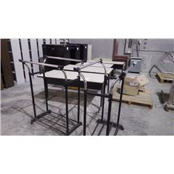 ASSORTED COAT RACKS/4 TABLES