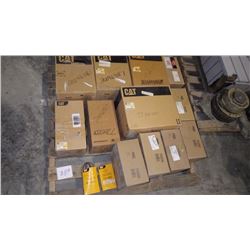 PALLET OF CATERPILLAR AND BALDWIN AIR FILTERS AND VBELTS
