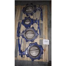 PALLET OF 3 KEYSTONE 6" BUTTERFLY VALVES AND 1-4" BUTTERFLY VALVE