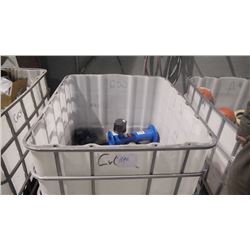 PLASTIC TUB W/ROLLERS/FLOW METRE/MCCROMETRE