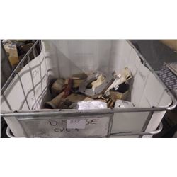 PLASTIC TUB W/MISC. PLATES/SHAFTS PLUS HEAVY IRON