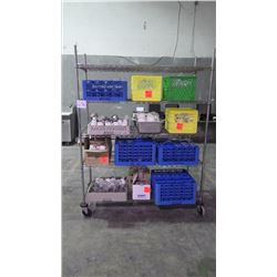 HEAVY DUTY STAINLESS STEEL 5 SHELF UNIT ON LOCKING WHEELS