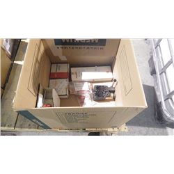 BOX W/MISC. INGERSOLL RAND PARTS AND 2 DENISON HYDRAULIC CONTROLS