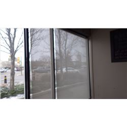 HUNTER DOUGLAS MESH ROLLER BLINDS AS PICTURED BUYER TO REMOVE AT RIVERSDALE DELI