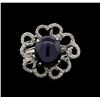 Image 2 : 8.99 ctw Blue Star Sapphire and Diamond Ring - 18KT White Gold