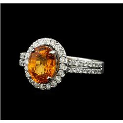 2.78 ctw Mandarin Spessartite and Diamond Ring - 14KT White Gold