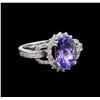 Image 1 : 4.15 ctw Tanzanite and Diamond Ring - 14KT White Gold