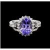 Image 2 : 4.15 ctw Tanzanite and Diamond Ring - 14KT White Gold