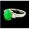 Image 1 : 3.44 ctw Jade and Diamond Ring - Platinum