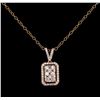 Image 1 : 1.32 ctw Diamond Pendant With Chain - 14KT Rose Gold