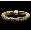 Image 1 : 14KT Yellow Gold 12.60 ctw Multi Gemstone Bangle Bracelet