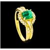 Image 4 : 0.65 ctw Emerald and Diamond Ring - 18KT Yellow Gold