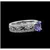 Image 1 : 1.04 ctw Tanzanite and Diamond Ring - 18KT White Gold