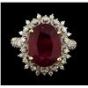 Image 2 : 6.73 ctw Ruby and Diamond Ring - 14KT Yellow Gold
