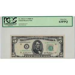 1950-B $5 PCGS Choice New 63PPQ Federal Reserve Note