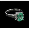 Image 1 : 2.78 ctw Emerald and Diamond Ring - 14KT White Gold