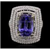 Image 2 : 14KT Yellow and White Gold 8.13 ctw Tanzanite and Diamond Ring