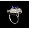 Image 2 : GIA Cert 3.03 ctw Sapphire and Diamond Ring - 14KT White Gold