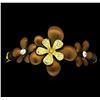 Image 1 : Flower Hand Painted Bracelet - Gold Plated