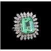 Image 1 : GIA Cert 10.87 ctw Emerald and Diamond Ring - 14KT White Gold