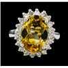 Image 2 : 5.37 ctw Citrine Quartz  and Diamond Ring - 14KT White  Gold