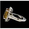 Image 3 : 5.37 ctw Citrine Quartz  and Diamond Ring - 14KT White  Gold