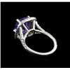 Image 3 : 4.12 ctw Tanzanite and Diamond Pendant With Chain - 14KT White Gold