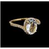 Image 1 : 2.16 ctw Aquamarine and Diamond Ring - 14KT Yellow Gold