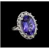 Image 1 : 12.01 ctw Tanzanite and Diamond Ring - 14KT White Gold