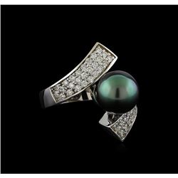 Pearl and Diamond Ring - 14KT White Gold