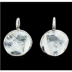 Matte Hand Painted Medallion Earrings - Rhodium Plated