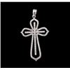 Image 1 : 1.00 ctw Diamond Cross Pendant - 14KT White Gold