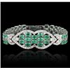 Image 1 : 14KT White Gold 22.00 ctw Emerald and Diamond Bracelet