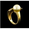 Image 4 : Pearl and Diamond Ring - 14KT Yellow Gold