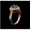 Image 3 : 14KT Rose Gold 1.12 ctw Emerald and Diamond Ring