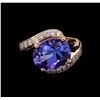 Image 2 : 5.00 ctw Tanzanite and Diamond Ring - 14KT Rose Gold