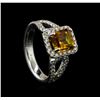 Image 4 : 3.17 ctw Orange Sapphire and Diamond Ring - 14KT White Gold