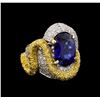 Image 1 : 8.16 ctw Sapphire and Diamond Ring - 18KT White Gold