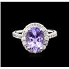 Image 2 : 4.01 ctw Tanzanite and Diamond Ring - 14KT White Gold