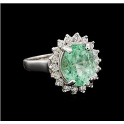 4.66 ctw Emerald and Diamond Ring - 14KT White Gold