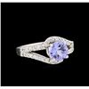 Image 1 : 1.16 ctw Tanzanite and Diamond Ring - 14KT White Gold