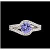 Image 2 : 1.16 ctw Tanzanite and Diamond Ring - 14KT White Gold